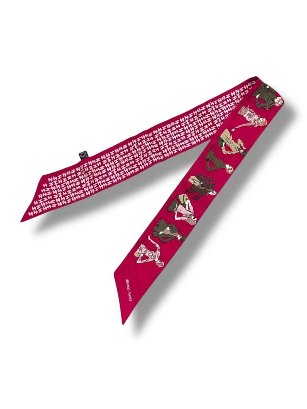 Hermes Scarf Silk Logo Dress Code Pink - Picture 1 of 8